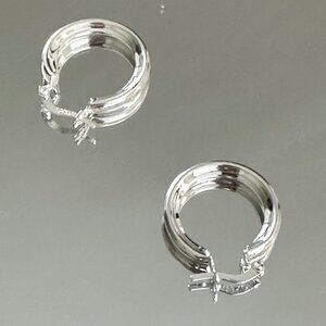 Sterling Silver 925 Hoop Earrings With Secure Clasp Crafted Solid 3.6mm
